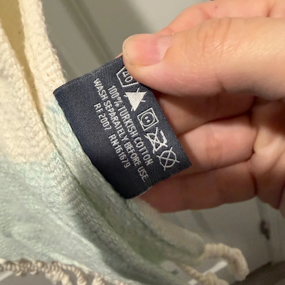 Die Caprie Unisex Hand Towel Set Turkish Cotton Diamond Weave Blue Cream 18x20